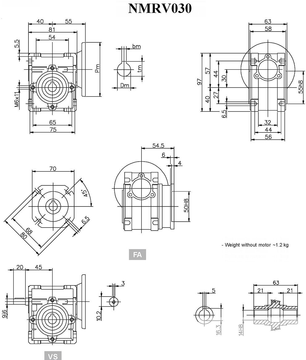 NMRV蜗轮蜗杆减速机(图2)